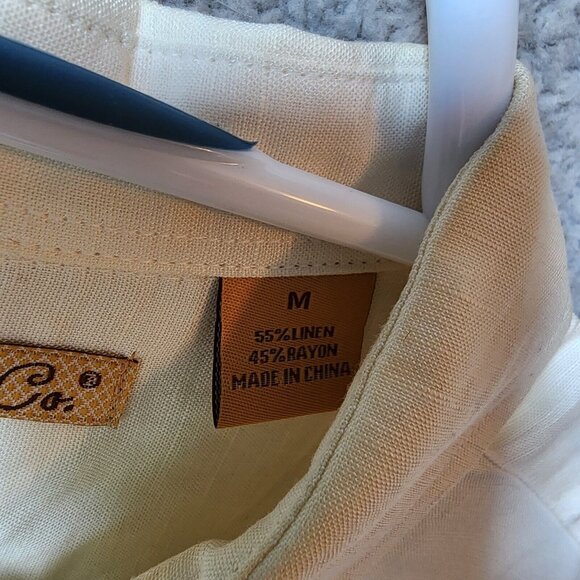 The Havanera Co White Floral Short Sleeve Button Up Shirt Size M Linen Blend - Picture 4 of 14